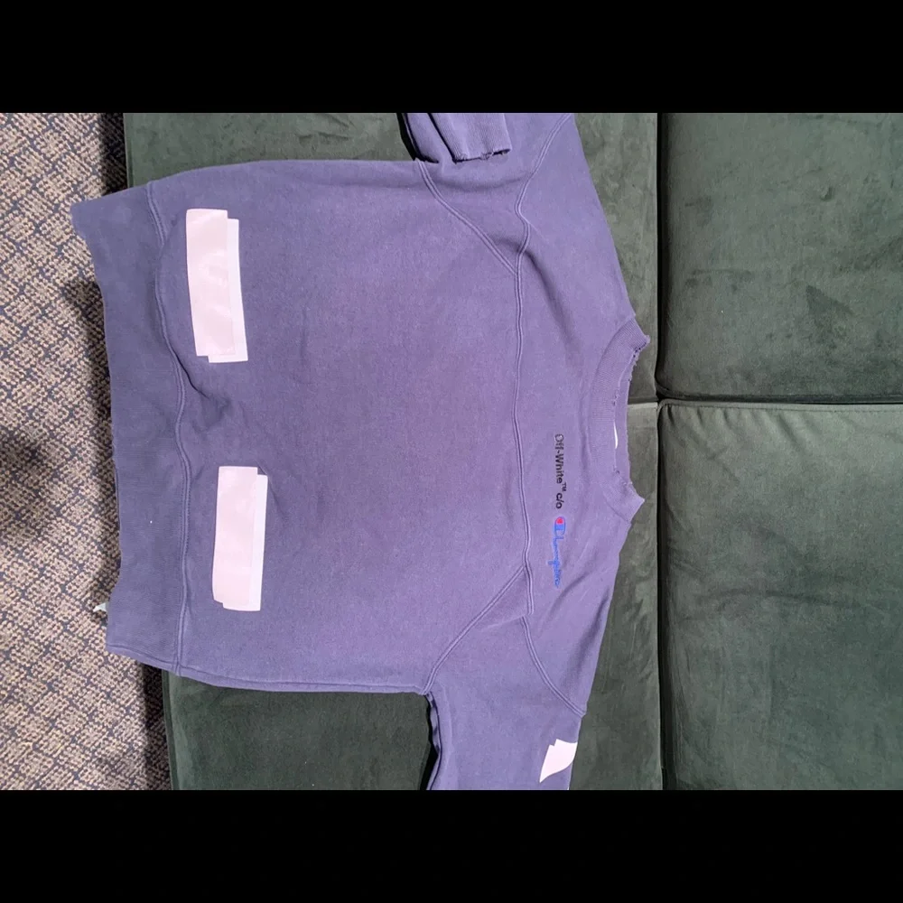 OFF-WHITE BLUE champion reverse weave edition crewneck sweat-shirt - Picture 2 of 7